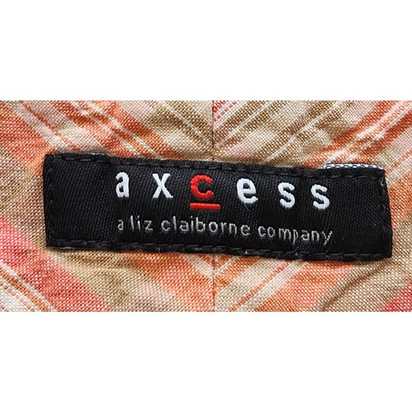 Axcess Orange Brown Plaid Chino Shorts 12 Lightweight Flat Front Pockets - Picture 3 of 4